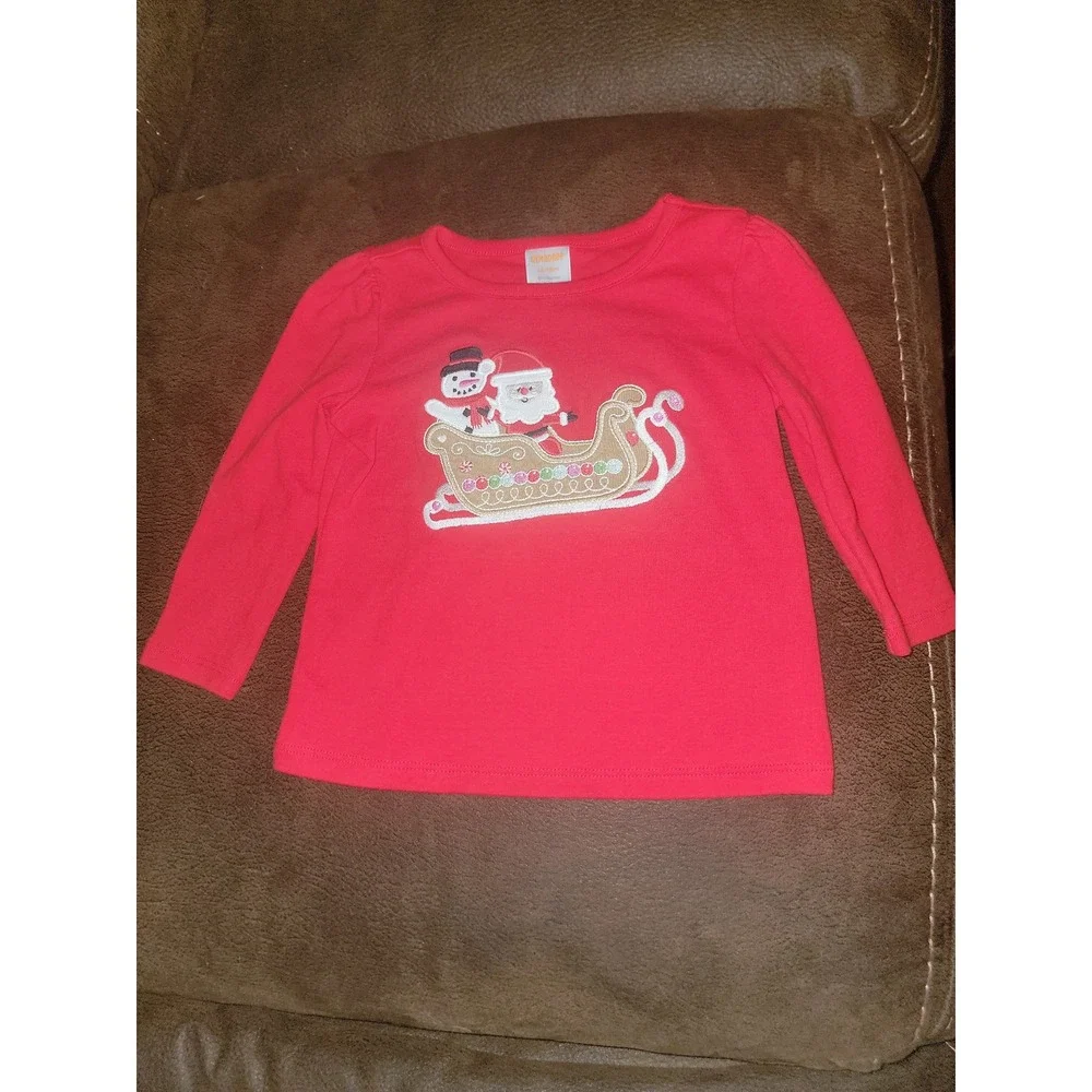 Gymboree holiday express Christmas santa sleigh snowman top 12 18 months